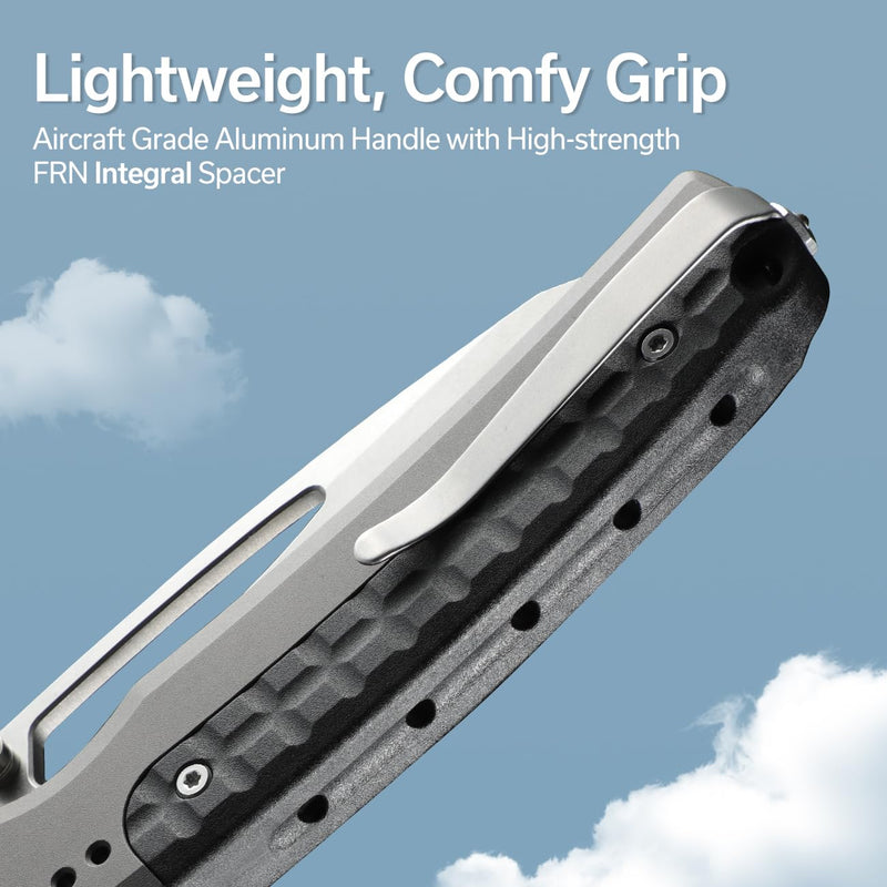 CIVIVI Sentinel Strike Pocket Knife with Glass Breaker, Utility Folding Knife for Outdoor EDC, 3.7" Reverse Tanto Blade, Aircraft Grade Aluminum Handle with FRN Integral Spacer C22025B-2 Gray