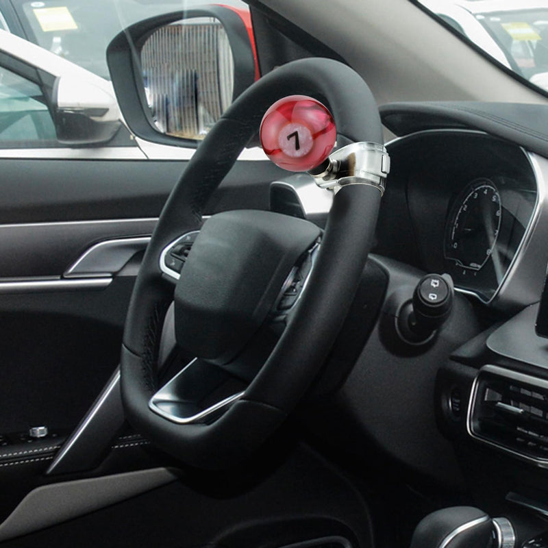 Arenbel 7 Billiard Steering Wheel Booster Knob Car Turning Spinner Assist Grip Handle Fit Most Vehicles Trucks Boats, Red