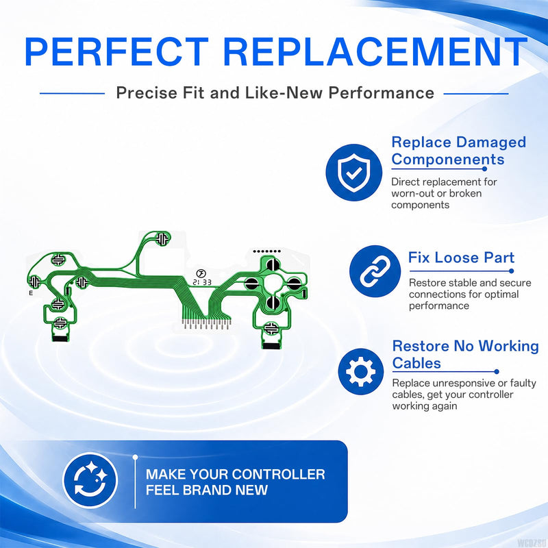 WCDZSU 3 Pack Conductive Film Keypad Flex Cable for PS4 JDM-050 Controller | PCB Joystick Button Ribbon Circuit Board Replacement for Dualshock Repair Part for PlayStation 4 Controller with Tool Kit