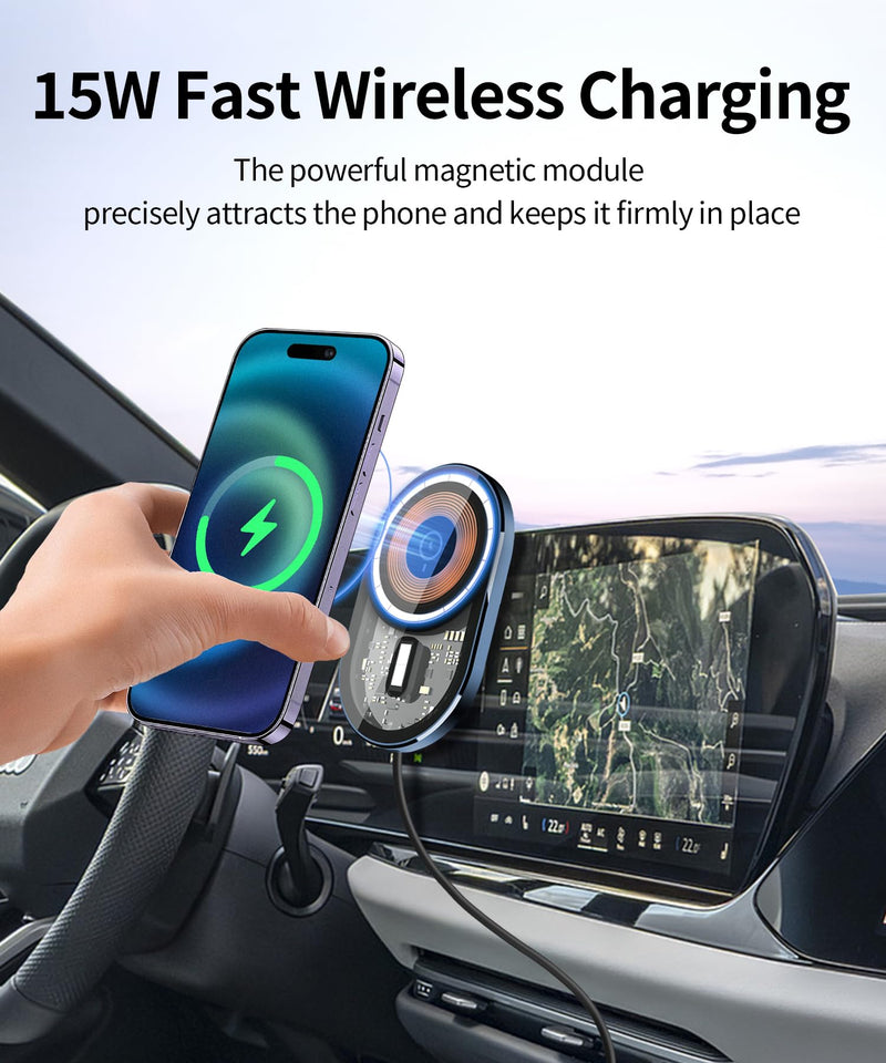 15W Wireless Charging Car Phone Holder for Audi A6,A5,S5,Q5,SQ5,Q6L e-tron | Magsafe Accessories Fast Charging Magnetic cell phone Holder Clip Compatible with iPhone Android, 3D Fit Vehicle Phone Stand For 14.5-inch 2026 A5/A6/S5/Q5/SQ5/Q6L e-tron
