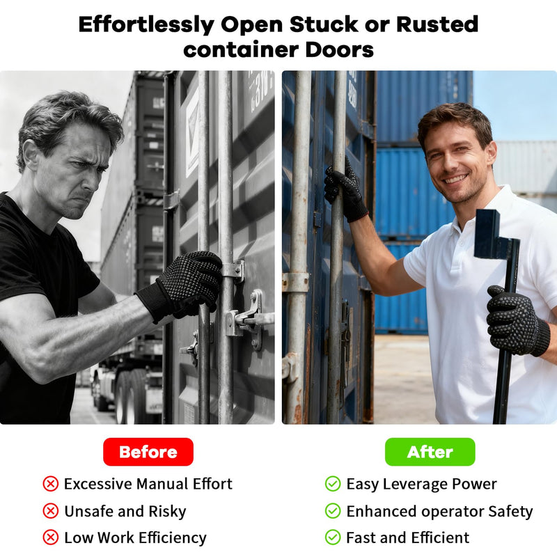 Lethato Container Door Leverage Tool, Heavy-Duty Leverage Bar with Non-Slip Handle Ergonomic Design Shipping Container Door Kit Persuader Bar for Loaders, Warehouse&Port Workers - Black 1 Pack