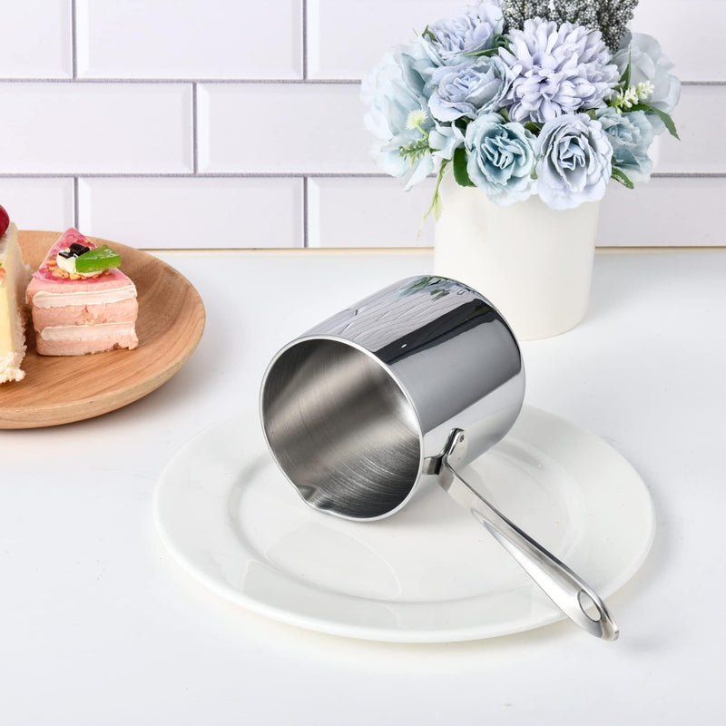 IMEEA 10oz / 300ml Butter Warmer Single-Serve Milk & Sauce Heating Pan 18/10 Tri-Ply Stainless Steel Mini Pot 10 fl oz