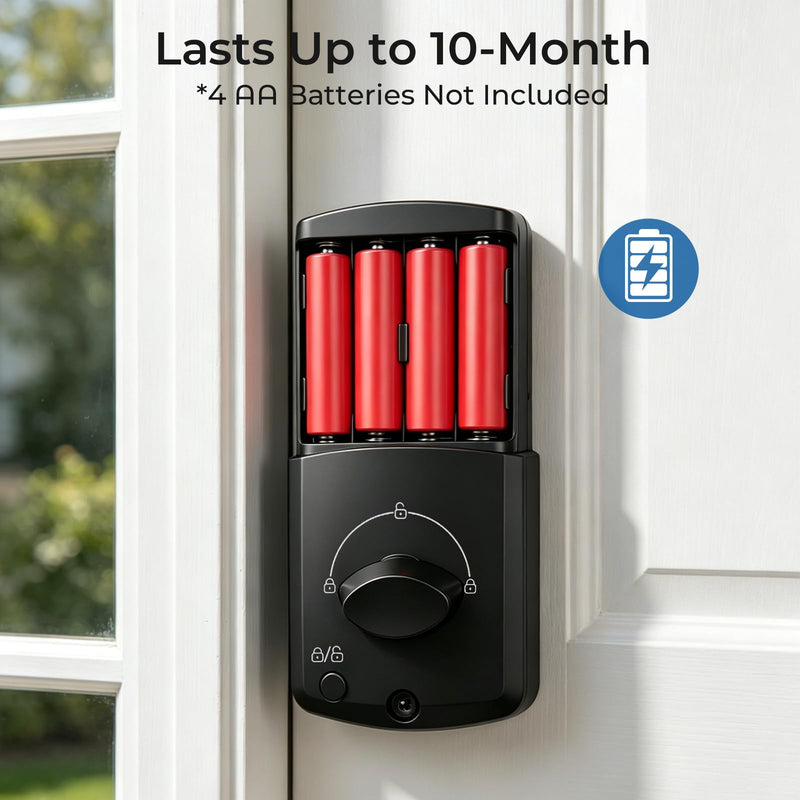 Matte Black Smart Keypad Deadbolt Keyless Entry Front Door Lock, Customizable User Codes & Auto-Lock, Easy Install (Includes 2 Backup Keys)