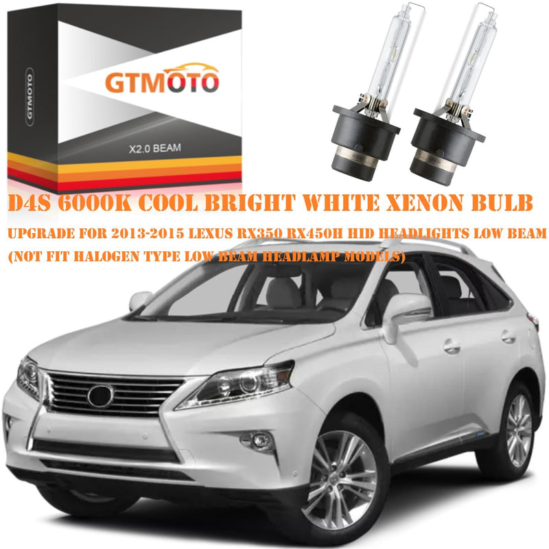 for 2010 2011 2012 2013 2014 2015 Lexus RX350 RX450H Headlights HID Low Beam with D4S Xenon Bulb Only, IS ES GS RX 350 35W AFS Headlamp 9098120024, 6000K Bright White D4SC1 Dipped Light, 2-Pack