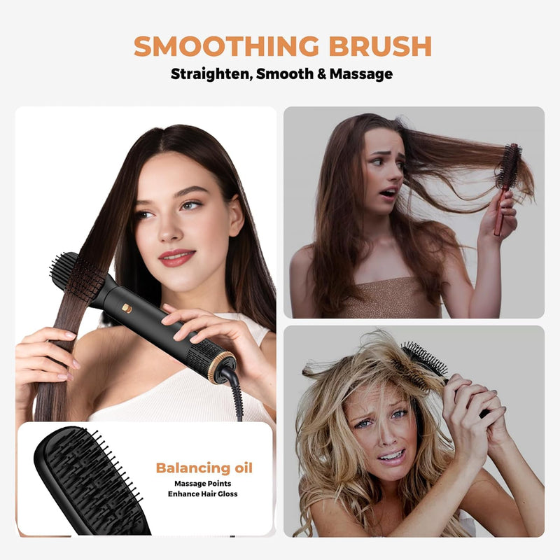 Air Hair Styler 5 in 1, Magic Styer, 1000W Hair Dryer Brush for Hair Styling, Hot Air Brush for Volumizing, Hair Wrap Dryer Set with Detachable Heads Comb Bronze