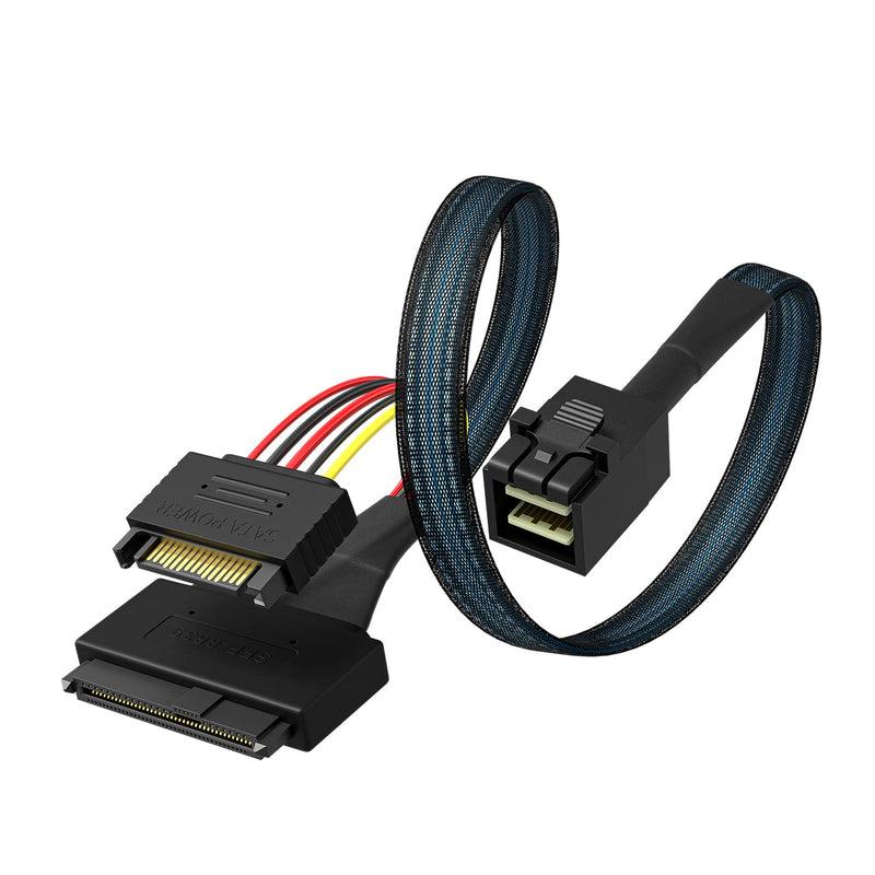 Internal 12G Mini SAS HD to U.2 / SFF-8643 to SFF-8639 Cable 0.5m with 15Pin SATA Power for U.2 SSD 1.6FT