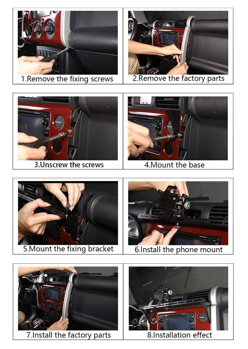 Car Instrument Panel Track Mobile Phone Holder Trim for Toyota FJ Cruiser 2007-2021 Central Control Air Vent Multifunctional Mobile Phone Holder (Style 1)