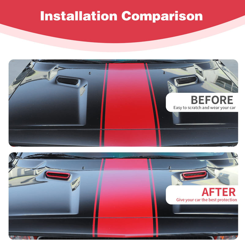 for Challenger Hood Scoop Vent Cover Trim Bezel Red Compatible with Dodge Challenger 2009 2010 2011 2012 2013 2014 Red Exterior Accessories 2pcs