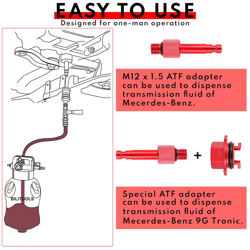 BILITOOLS Transmission Fill Adapter Aluminium, Compatible with Mercedes Benz 725.0 9G-Tronic 9-Speed Transmission Fluid ATF Oil Filling Oil Change Tool