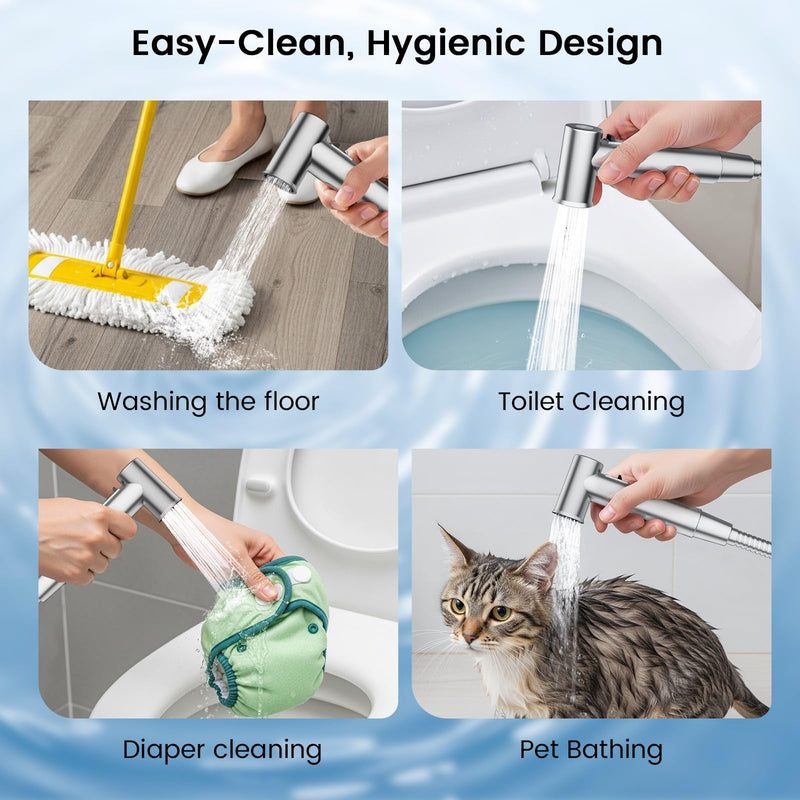 FEELSO Handheld Bidet Sprayer for Toilet, Adjustable Water Pressure Jet Spray Toilet with Bidet Hose for Diaper Sprayer Kit, Feminine Baby Wash, Pet Shower & Muslim Shower