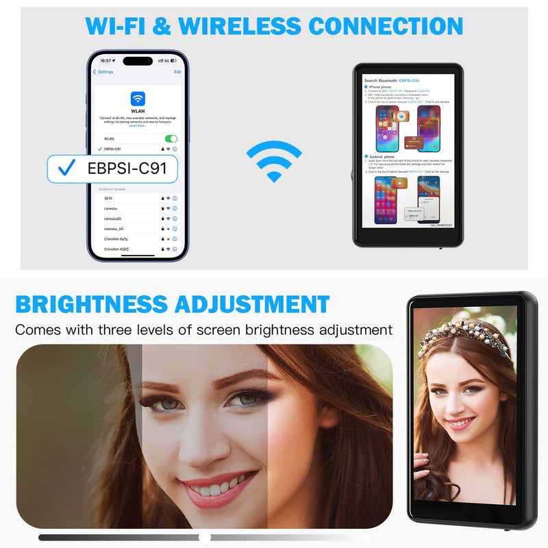 Back Camera Monitor iPhone,Newest Magnetic Phone Vlog Selfie Monitor Screen for Content Creator,Influencer and TikTok,Live Streaming,Compatible with iPhone & Android, Black