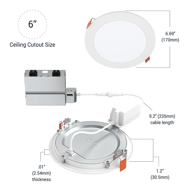 HLB6099WZRGBWMWR: HALO 6” Smart Wi-Fi Slim Canless LED Downlight Powered by WiZ Pro, Dimmable Full Color with Smart Home Integration 6 inch No Housing Required: Canless LIGHT