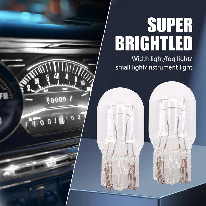 10 PCS T20 1891/7443 Miniature Car Halogen Brake Light, 12V 21/5W Waterproof Daytime Running Lights, Universal Double Wire Instrument Lights Bulb Replacement for Truck SUV Car (White Light) 10 PCS White Light #T20
