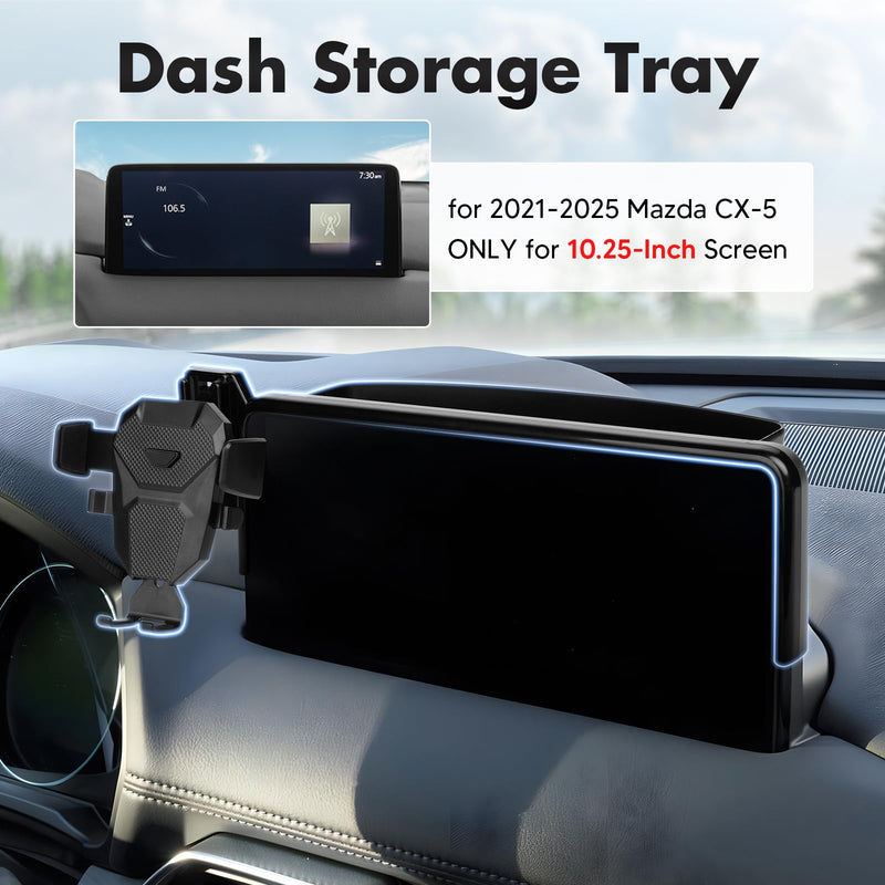 FIILINES Dashboard Storage Tray & Phone Holder Compatible with Mazda CX-5 CX5 2021 2022 2023 2024 2025 (Fit 10.25" Touch Screen) Dash Center Console Organizer Cell Phone Mount Interior Accessories