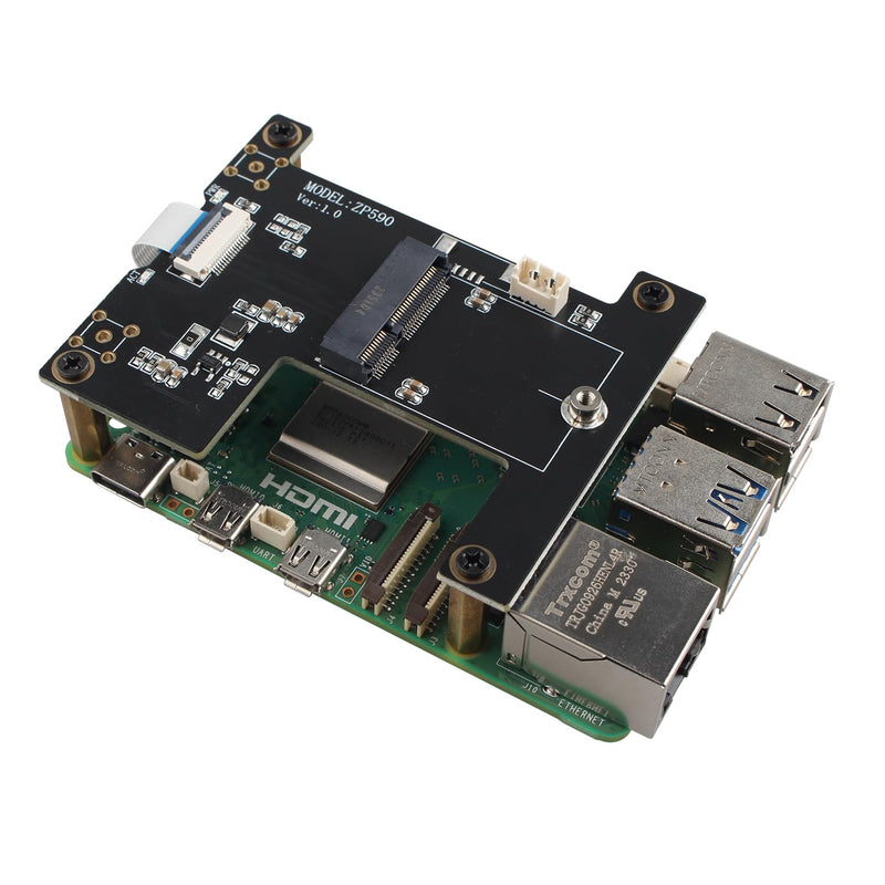 ZDE ZP590B PCIe to M.2 E Key HAT PCIE to WiFi7 6 6E 5 Module Adapter Expansion Board for Raspberry Pi 5 WiFi Adapter Board Support Google TPU WiFi 7 BE200 WIFI6E AX210 MT7922 WIFI6 AX200