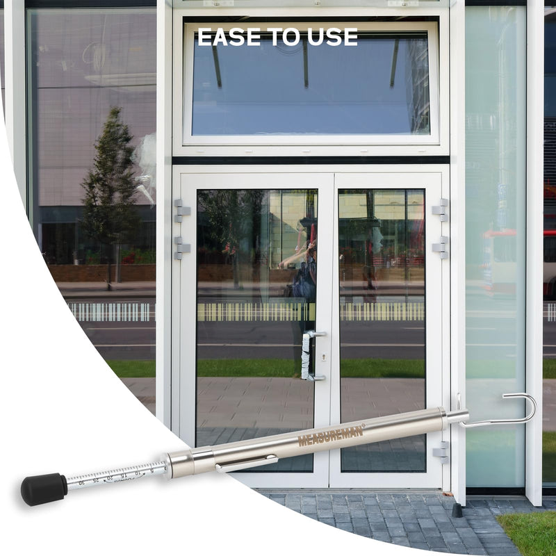 MEASUREMAN Dual-End Door Force Gauge, 0-35 Lbs/16kg Push Pull Tester, Stainless Steel Body with Hook, Door Closer & Lock Adjustment 0-35 Lbs / 16kg & with Hook
