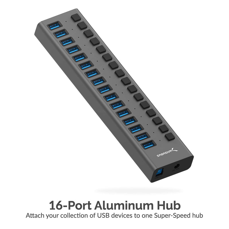 Sabrent 16-Port USB 3.0 Data HUB and Charger with Individual switches + USB External Stereo Sound Adapter