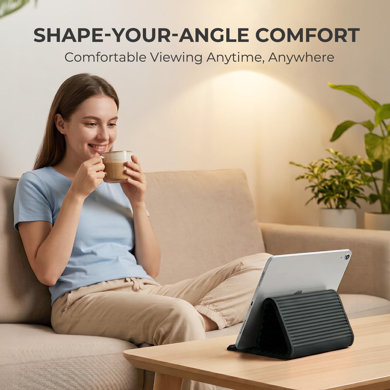 2026 Airplane Phone Holder, Flexible Silicone Portable Phone Stand | Foldable for Desk Bed Office, Travel Essentials Hands Free Mount for iPhone Tablet Laptop,Anti-Slip & Scratch-Resistant Black