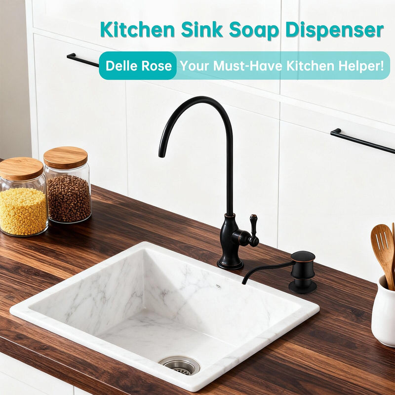 Delle Rosa Soap Dispenser, Liquid Soap Dispensers for Kitchen Sink, Brass Head Kitchen Sink Soap Dispenser Soap,Oil Rubbed Bronze Brass Pump with 47" Extension Tube kit, No Need to Fill Oil Rubbed Bronze(47" Extension Tube Kit)