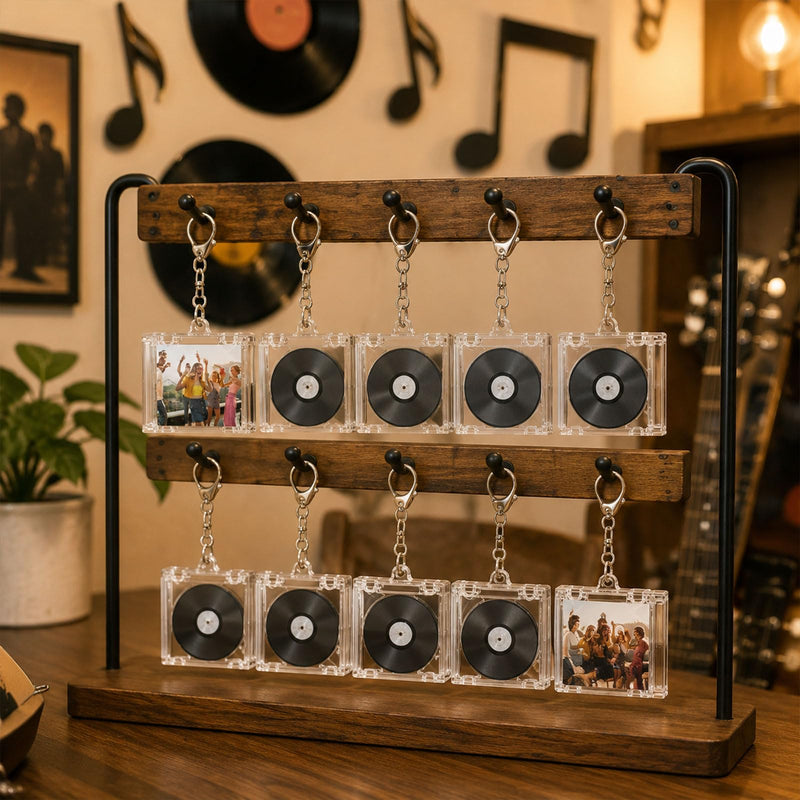 20 Pcs Mini CD Keychain Album Cases – Keychain Case with Lobster Claw Clasp, CD Keychain Bulk Set for Music Lovers, Perfect DIY Backpack Hanging Decor, Gifts