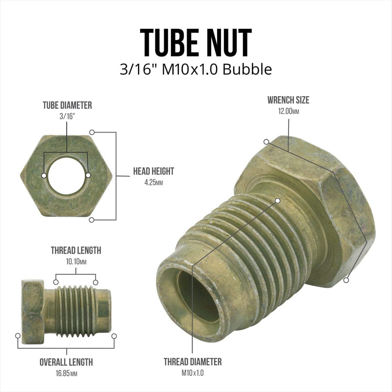 4LIFETIMELINES Steel Tube Nut, M10 by 1.0 Bubble, 3/16 Inch, 10 per Bag 10 Pack