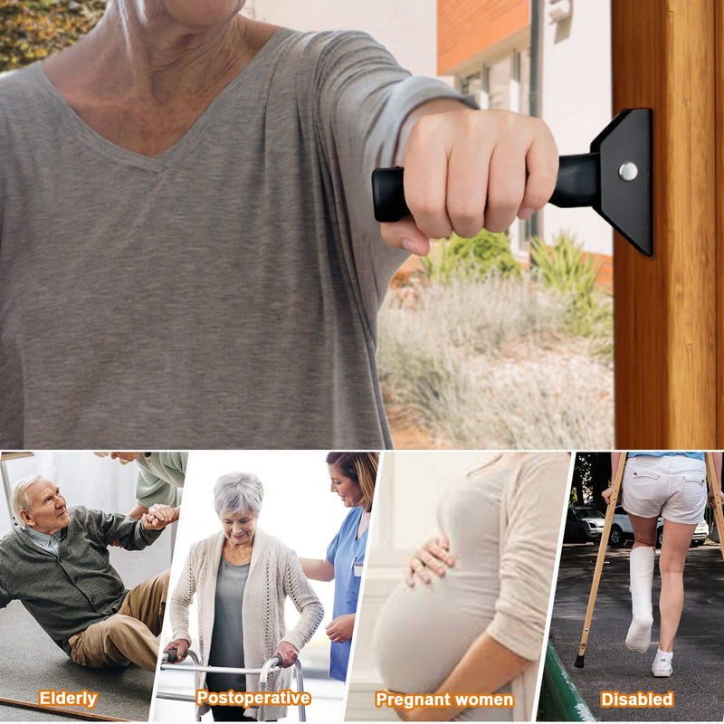 Flip up Grab Bars for Elderly for Wall, 6 inch Folding Doorway Assist Handle, Handicap Grab Bars for Doorframe, Stairs Steps, Mobility Aids for Elderly, Seniors and Alzheimer (Black) Black