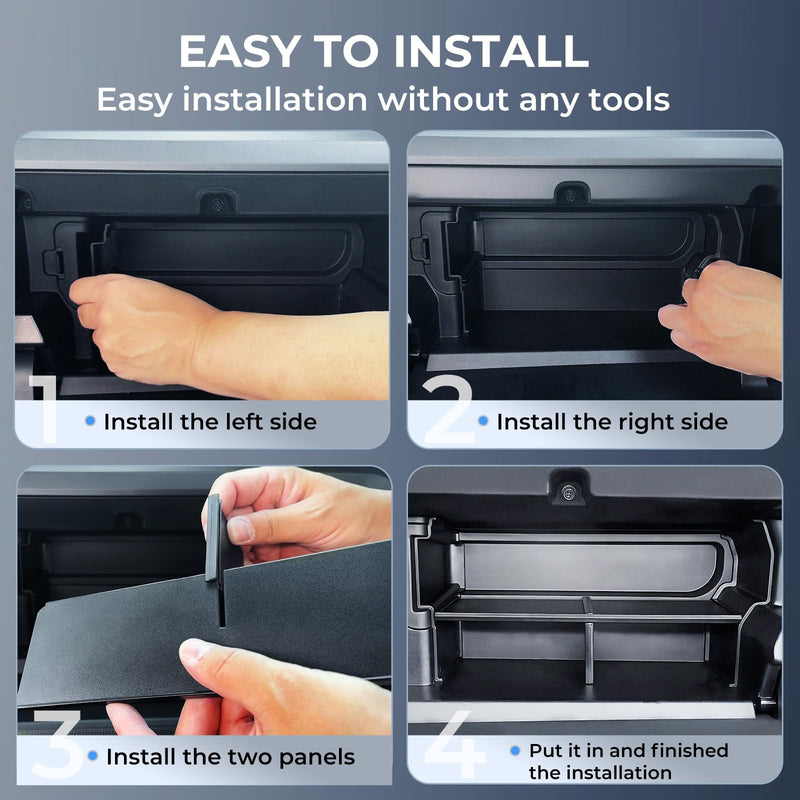 Glove Box Dividers Organizer Compatible with Toyota Tacoma 2024 2025 2026 (4th Gen Tacoma), Interior Accessories Glove Box Compartment Insert Storage Dividers for 2024-2026 Tacoma, Black