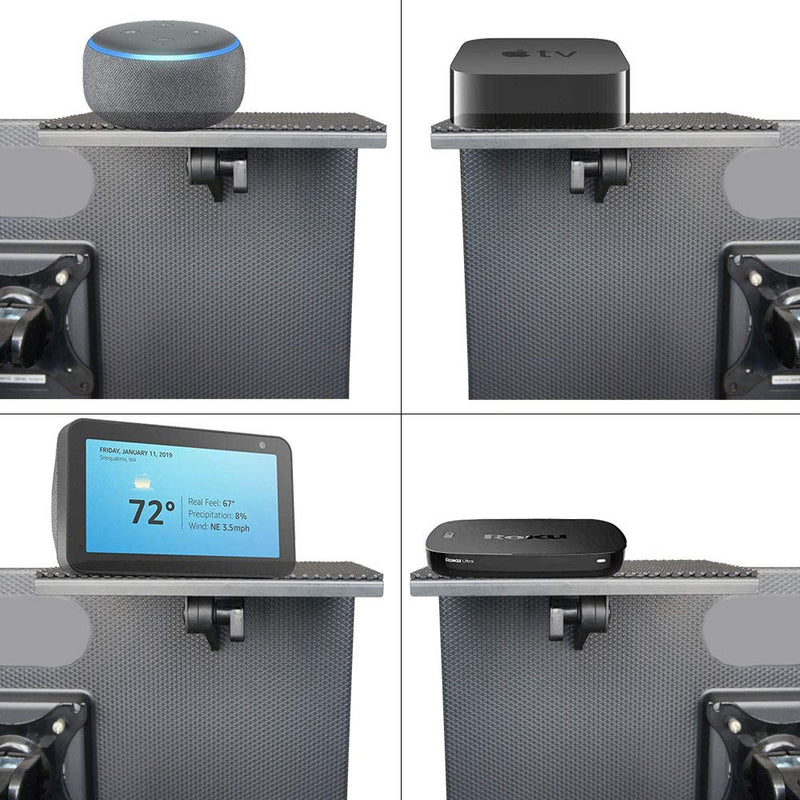YOKEPO TV Top Shelf Mounting Bracket 8 Inch Flat Panel Mount Adjustable Mount on Monitors to Hold Cable Boxes, Apple TV, Camera, Streaming Devices, Media Boxes, Game Console and Home Decor, Black 1 Pack