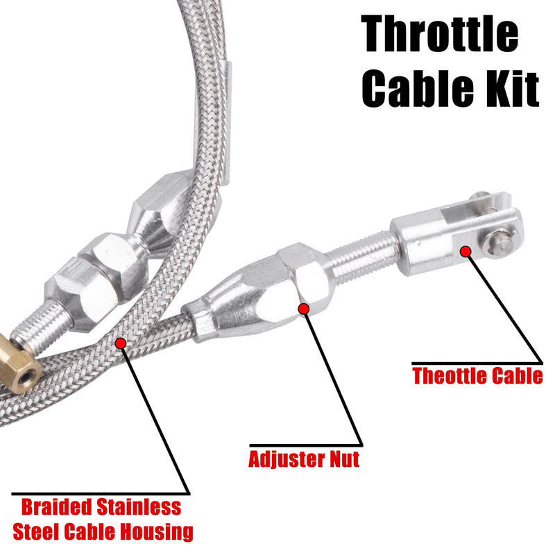 36" LS Swap Braided Throttle Cable Kit Compatible with 97-07 Chevrolet/Chevy LS1 Engine 4.8L 5.3L 5.7L 6.0L