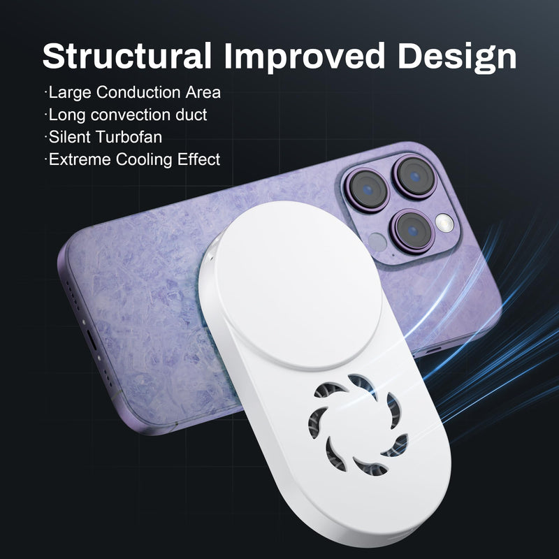 Hamosong Phone Cooler for Gaming, Magnetic Semiconductor iPhone Cooler Cooling Fan, Keep Phone Cool Fan for Phone White