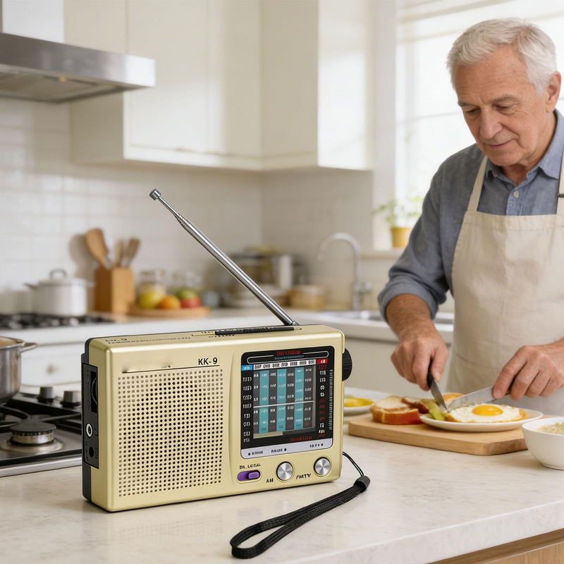Shortwave Radio AM FM SW WB Portable Battery Operated Radio with Headphone Jack, Clear Sound Reception (Gold) Gold