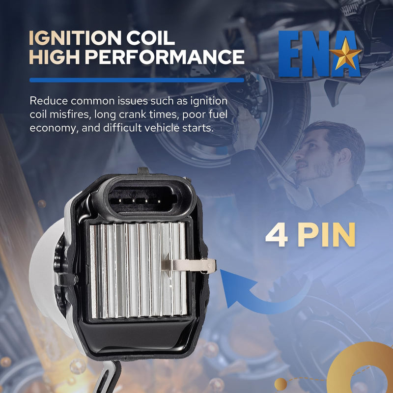 ENA 1 Round Ignition Coil Pack V8 5.3 6.0 Compatible with GMC Chevy Silverado 1500 2500 Tahoe Suburban Express Sierra Yukon Savana Escalade 2000 2001 2002 2003 2004 2005 2006 Replaces# UF262 D585