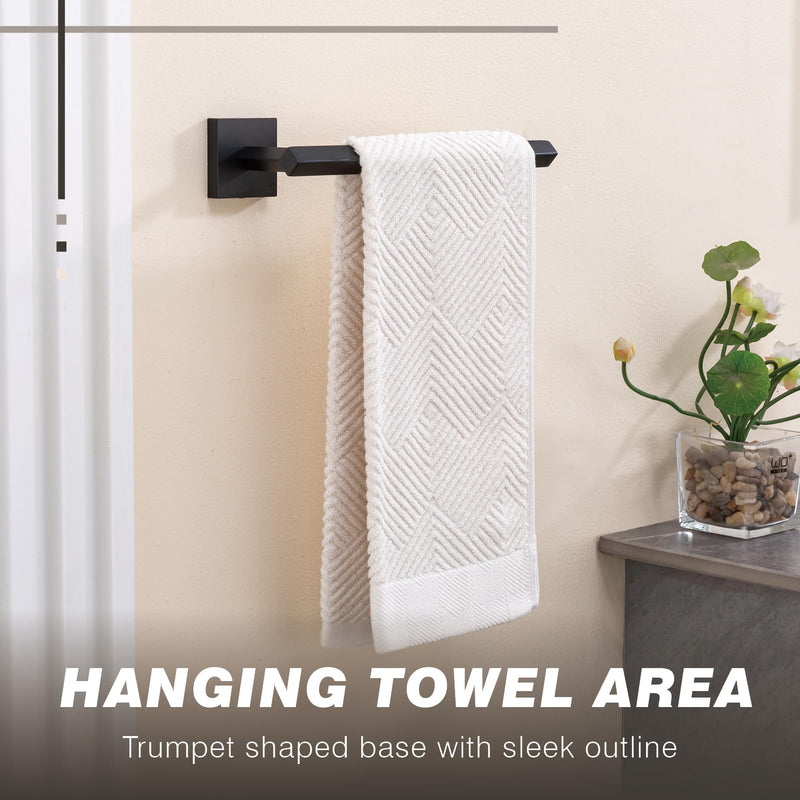 TVDEX Black Hand Towel Holder Bath Towel Bar Bathroom Towel Ring Wall Mount 1 Matte Black