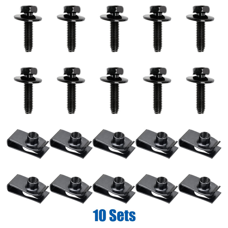 10Sets M6-1.0 Bolts & U-Nuts (Pack of 2) M6-1.0 (Pack of 2)