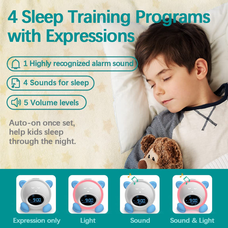 OK to Wake Clock for Kids, Sleep Training Clock with Night Light and Sound Machine, Kids Alarm Clock for Bedrooms (Blue) Blue