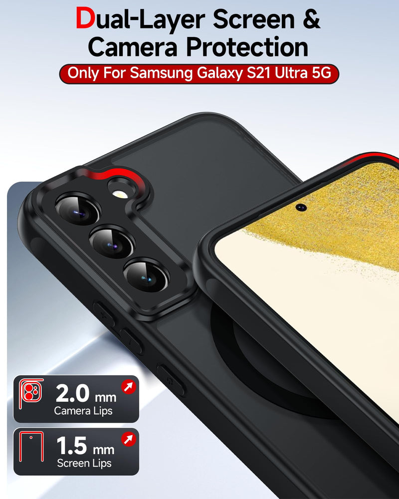 LeYi for S22-Plus Phone Case: Magsafe Fit Shockproof Translucent, Black | [Not Fit S22/S22 Ultra] Samsung Galaxy S 22 Plus Case Camera Bump Cell Mobile Android Unlocked S22plus S22+ 5G Smart Telefono Galaxy S22 Plus (6.6 Inch)