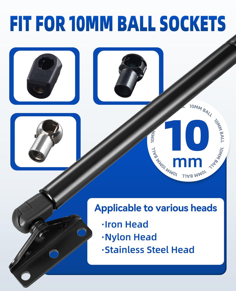 ARANA 10MM Ball Stud Mounting Bracket, 4PCS Universal Gas Strut Mounts for RV Door Lift Supports Shocks Spring with 20 Screws, Black (Only Fits 10mm Ball Head) 10MM-BN009