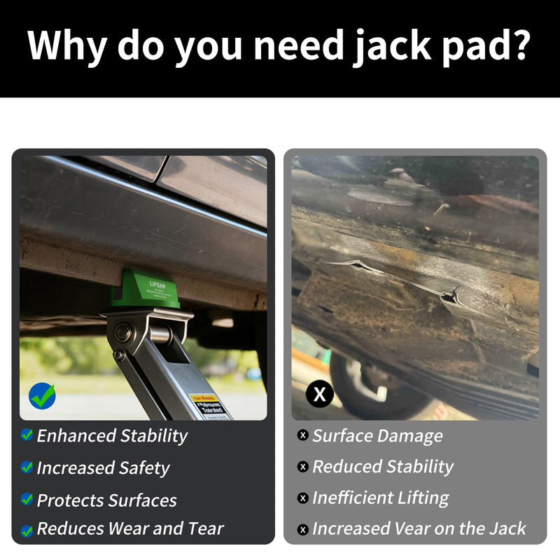  [AUSTRALIA] - 2Pcs Universal Aluminum Grooved Magnetic Jack Pad, Jacking Puck Pinch Weld Frame Rail Adapter, for Car SUV Truck Pickup Sedan MPV Wagon, Change Tire Repair Tires Oil Change Must Have-Green Green-2Pcs