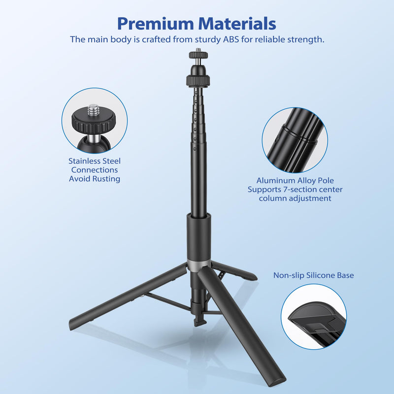 Walking Way 66"/168CM Auto-Open Selfie Stick Tripod, Invisible Selfie Stick for GoPro/Insta360 X5/Ace Pro/DJI Osmo Action/Pocket, 360° Rotatable Pop-Open Camera Stand, Stable Throwpod for Travel/Vlog