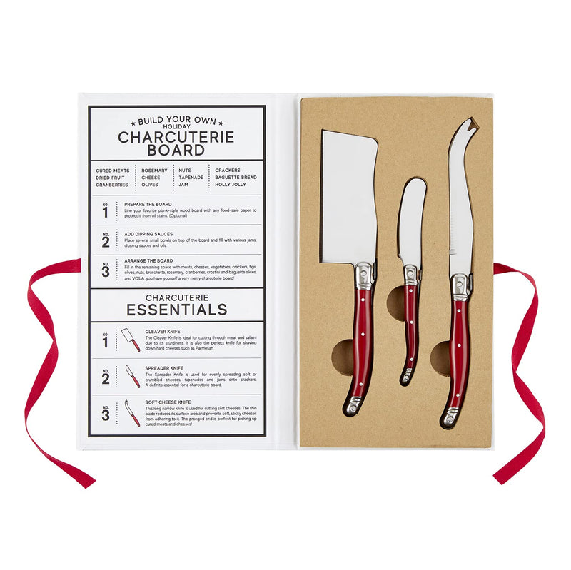 Santa Barbara Design Studio Holiday Cardboard Book Gift Set, 3-Piece, Fa La La - Charcuterie Knives