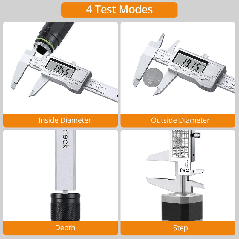 Neoteck 4 inch/100mm Digital Caliper, Stainless Steel Electronic Calipers Measuring Tool inch/mm Conversion, Large LCD Screen 4 inch Digital Caliper
