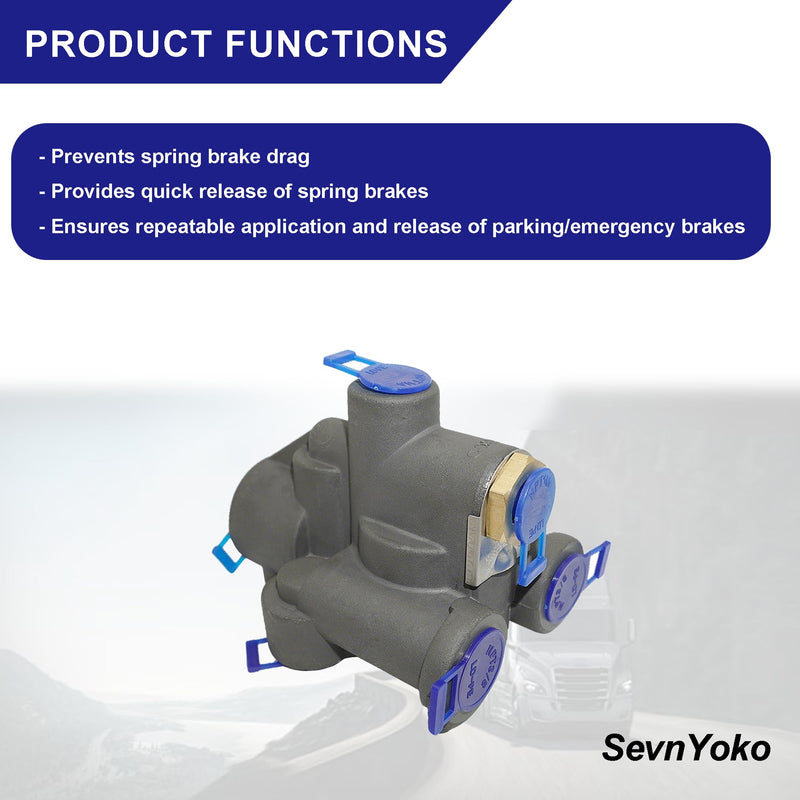 51301 Air Brake Emergency Relay Valve Compatible with Tramec Trailer Emergency Valve - 1/4" Supply & Control Ports - TEV Spring Brake Control, Anti-Lock, Corrosion Resistant