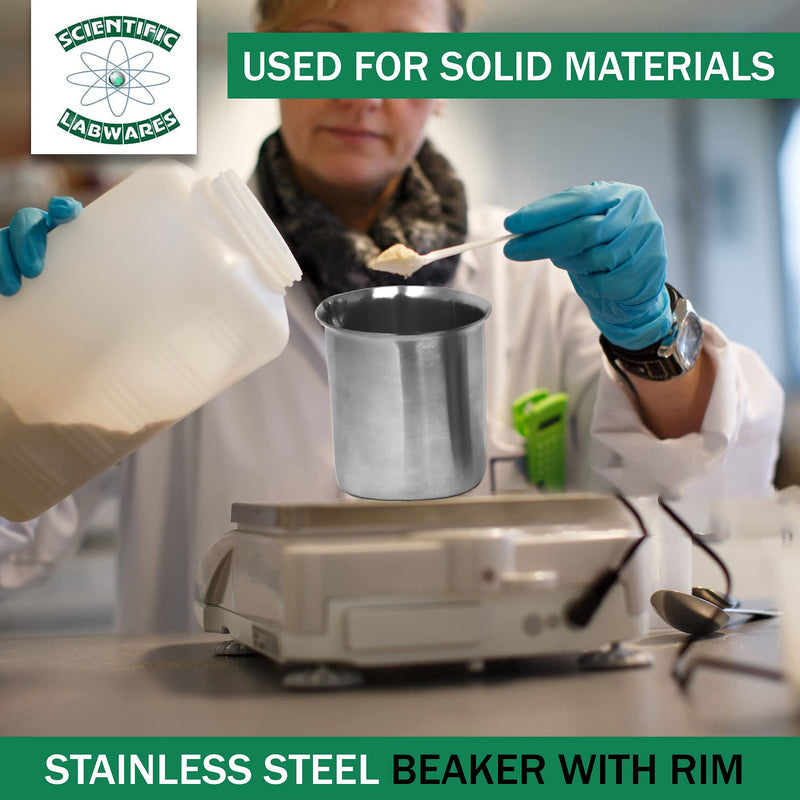 Stainless Steel Lab Beakers with Rim, Low Form, 1000mL 1000 mL