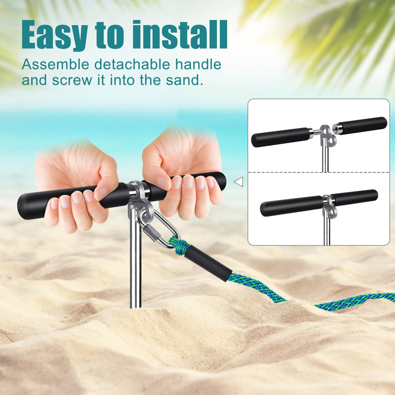 Insaga 17''/26''/36'' Sand Anchor for Boat with 32ft Rope, 304 Stainless Steel Boat Sand Anchor with Crossbar, Screw in Boat Anchor for Kayak, Jet Ski, Pontoon, Shallow Water, Beach and Sandbar Use 17''-Only