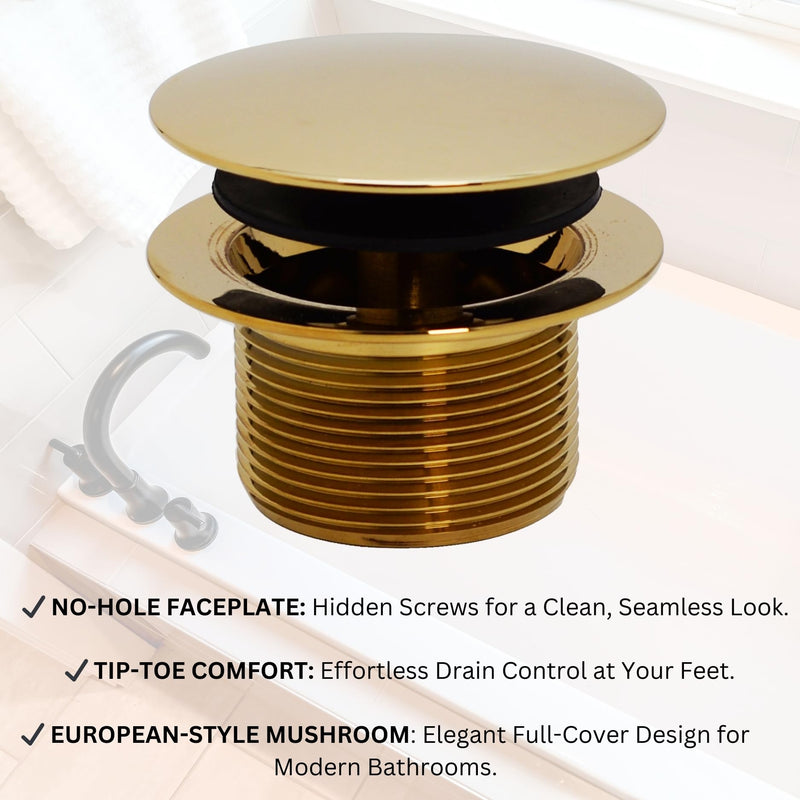 Westbrass Mushroom Tip-Toe Tub Trim Set with Floating Faceplate, Polished Brass, D398RK-01 1-Pack
