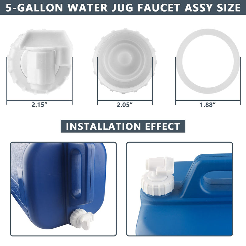 5-Gallon Water Jug Spigot, Water Carrier Jug Replacement Faucet Assy. Compatible with Coleman 5 Gallon Water Carrier Model, Universal Water Spout for 5-Gallon Jug. Sealed and Durable Water Jug Spout. 2 Pack