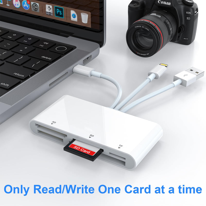 8-in-1 Multi Memory Card Reader USB C Lightning USB Multi Card Reader for SD CF XD MS Micro SD TF, SD Card Reader Adapter for for iPhone 15/14/13/12/iPad/MacBook/Samsung S24/S23/S22/PC Plug and Play