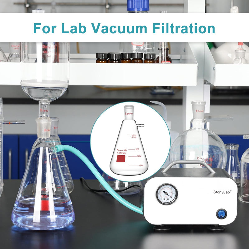 stonylab Filtering Flask with 24/40 Standard Taper Outer Joint, Heavy Wall Borosilicate Glass Filter Flask, Bolt Neck with Tubulation, 1000 ml
