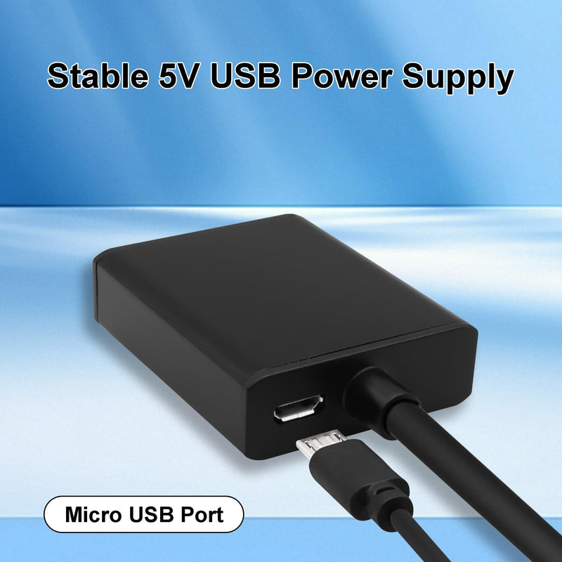 VGA to HDMI Adapter with 3.5mm Audio and 0.5M USB Power Cable | VGA Male to HDMI Female,Unidirectional,1080P,for PC TV-Box Game Console to Monitor Projector,Micro USB Charging Port,25cm
