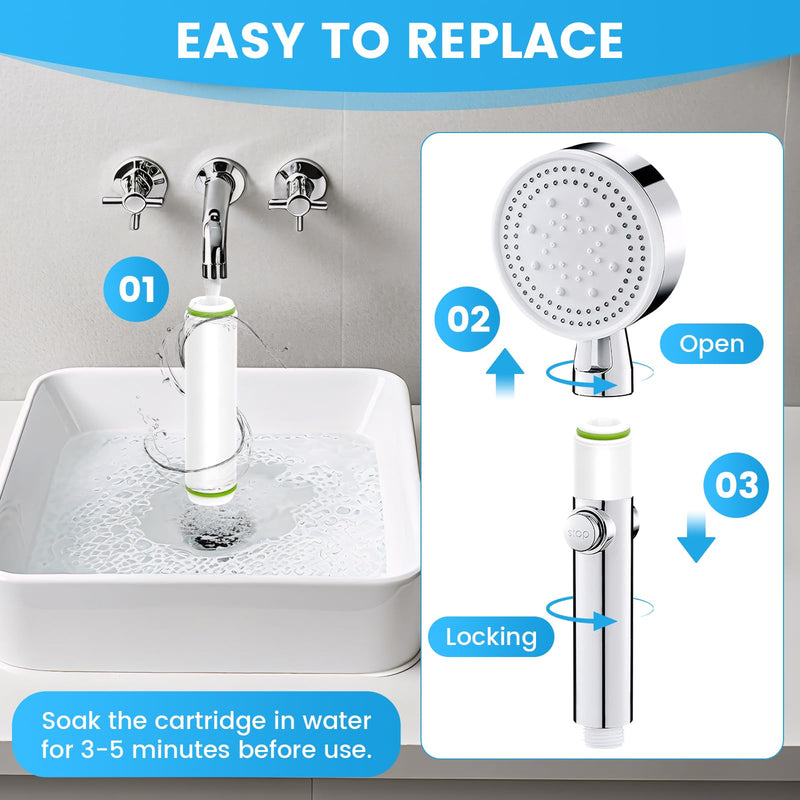 4 Pack Replacement Filters Compatible With PWERAN Handheld Shower Head | Shower Filter For Fitespot,Removes Chlorine